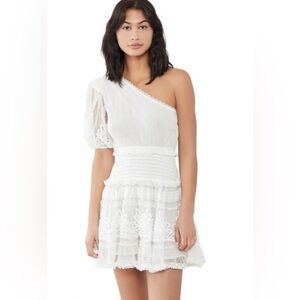 Rococo Sand off white one shoulder mini dress